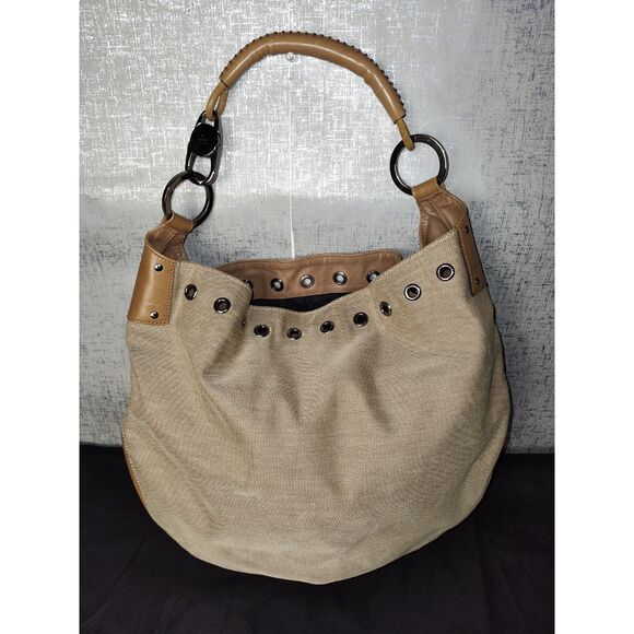 Gucci Linen and Leather Shoulder Bag - Picture 1 of 9